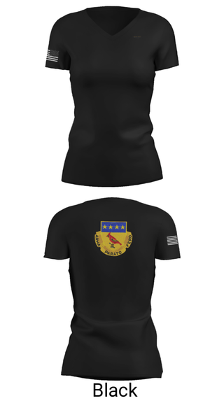Women's Short Sleeve Vneck Shirt, Alpha BTRY 2/138th FA, National Guard, Teamtime, Team time, sublimation, custom sports apparel, team uniforms, spirit wear, spiritwear, sports uniforms, custom shirts, team store, custom team store, fundraiser sports, apparel fundraiser