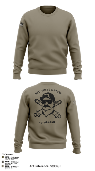 Crew Neck Sweatshirt, HHB 2-319 AFAR, Army, Teamtime, Team time, sublimation, custom sports apparel, team uniforms, spirit wear, spiritwear, sports uniforms, custom shirts, team store, custom team store, fundraiser sports, apparel fundraiser