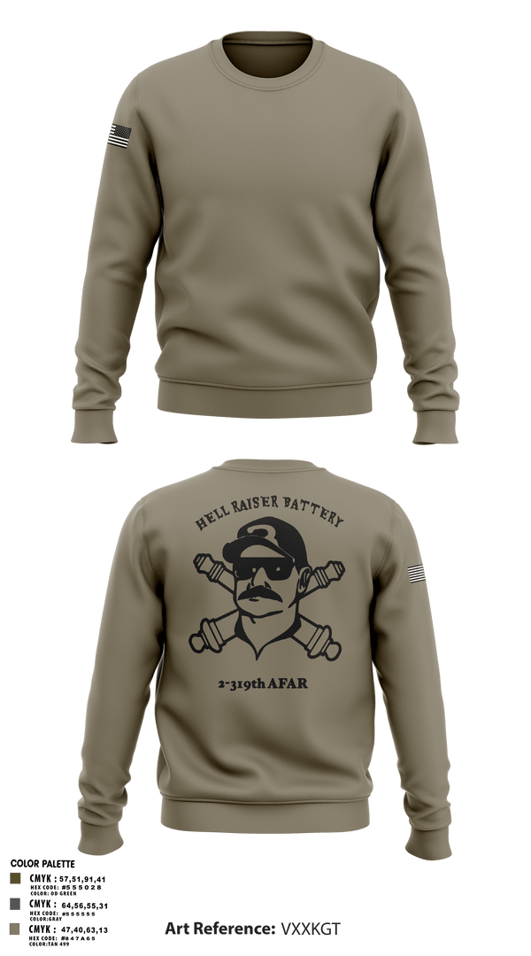 Crew Neck Sweatshirt, HHB 2-319 AFAR, Army, Teamtime, Team time, sublimation, custom sports apparel, team uniforms, spirit wear, spiritwear, sports uniforms, custom shirts, team store, custom team store, fundraiser sports, apparel fundraiser