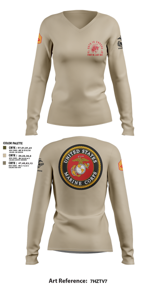 Women's Long Sleeve Vneck Shirt, Zulu 109, Marines, Teamtime, Team time, sublimation, custom sports apparel, team uniforms, spirit wear, spiritwear, sports uniforms, custom shirts, team store, custom team store, fundraiser sports, apparel fundraiser