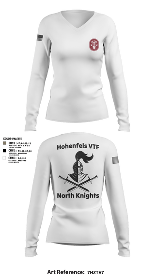 Women's Long Sleeve Vneck Shirt, Hohenfels VTF, Army, Teamtime, Team time, sublimation, custom sports apparel, team uniforms, spirit wear, spiritwear, sports uniforms, custom shirts, team store, custom team store, fundraiser sports, apparel fundraiser