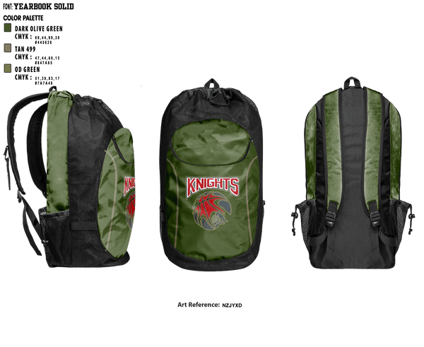 Gear Bag, Knights, Men's Basketball, Teamtime, Team time, sublimation, custom sports apparel, team uniforms, spirit wear, spiritwear, sports uniforms, custom shirts, team store, custom team store, fundraiser sports, apparel fundraiser