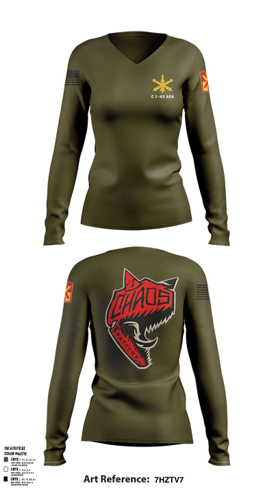 C 1-43 ADA 65403785 Women's Long Sleeve V-neck Shirt - 4