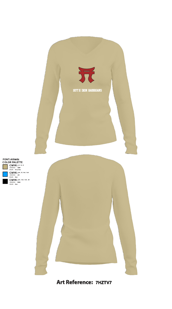 Women's Long Sleeve Vneck Shirt, 187th Iron Rakkasans, Army, Teamtime, Team time, sublimation, custom sports apparel, team uniforms, spirit wear, spiritwear, sports uniforms, custom shirts, team store, custom team store, fundraiser sports, apparel fundraiser