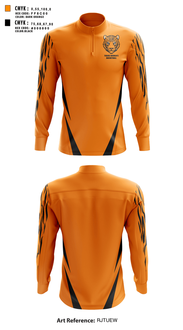 Quarter Zip Jacket, Tigers, Women's Basketball, Teamtime, Team time, sublimation, custom sports apparel, team uniforms, spirit wear, spiritwear, sports uniforms, custom shirts, team store, custom team store, fundraiser sports, apparel fundraiser