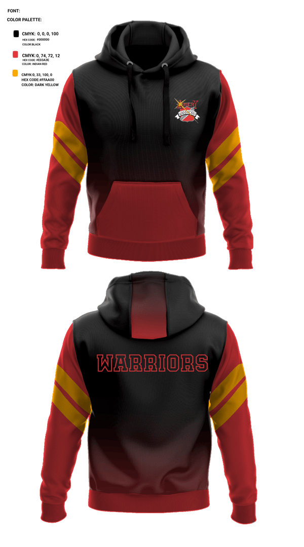 Hoodie, Warriors, Football, Teamtime, Team time, sublimation, custom sports apparel, team uniforms, spirit wear, spiritwear, sports uniforms, custom shirts, team store, custom team store, fundraiser sports, apparel fundraiser