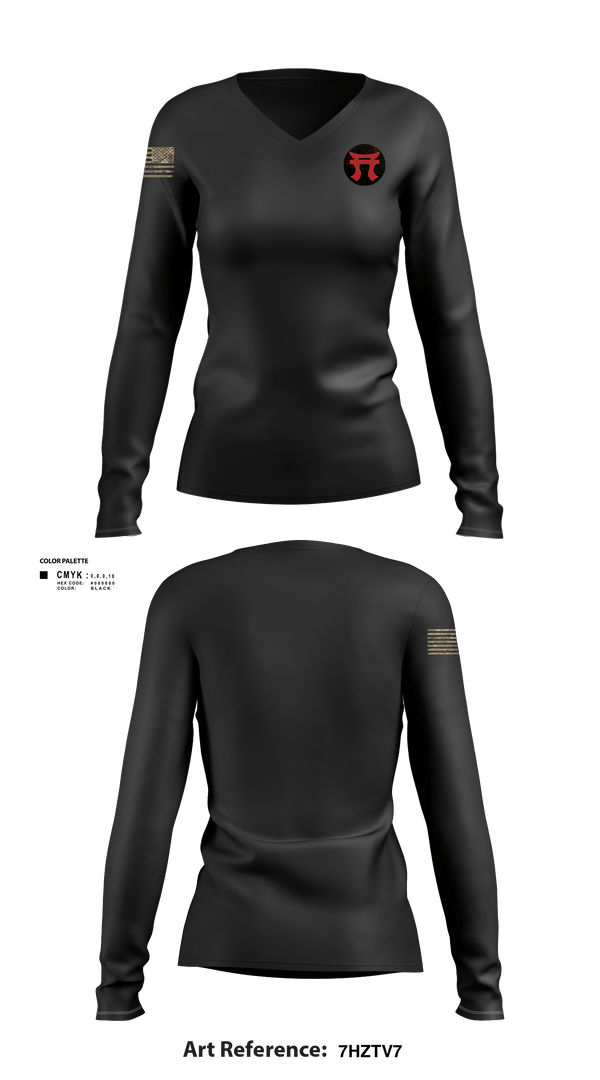 Women's Long Sleeve Vneck Shirt, 187th Iron Rakkasans, Army, Teamtime, Team time, sublimation, custom sports apparel, team uniforms, spirit wear, spiritwear, sports uniforms, custom shirts, team store, custom team store, fundraiser sports, apparel fundraiser