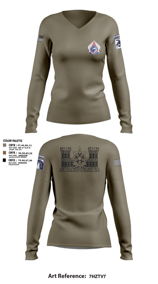 Women's Long Sleeve Vneck Shirt, XVIII ABN G2, Army, Teamtime, Team time, sublimation, custom sports apparel, team uniforms, spirit wear, spiritwear, sports uniforms, custom shirts, team store, custom team store, fundraiser sports, apparel fundraiser