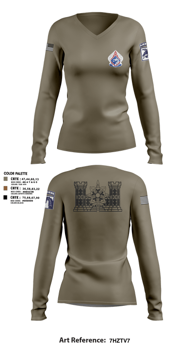 XVIII ABN G2 65000076 Women's Long Sleeve V-neck Shirt - 7