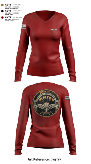 Women's Long Sleeve Vneck Shirt, 824th QM CO (CADC-A), Army, Teamtime, Team time, sublimation, custom sports apparel, team uniforms, spirit wear, spiritwear, sports uniforms, custom shirts, team store, custom team store, fundraiser sports, apparel fundraiser