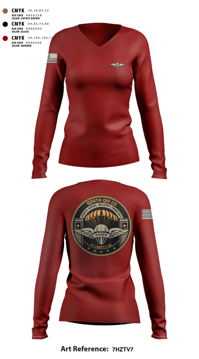 824th QM CO (CADC-A) 69842964 Women's Long Sleeve V-neck Shirt - 4