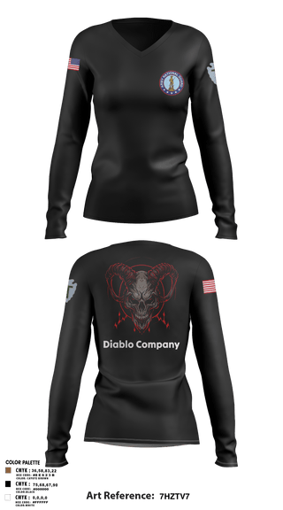 Women's Long Sleeve Vneck Shirt, Delta Company 3-144th Infantry, National Guard, Teamtime, Team time, sublimation, custom sports apparel, team uniforms, spirit wear, spiritwear, sports uniforms, custom shirts, team store, custom team store, fundraiser sports, apparel fundraiser