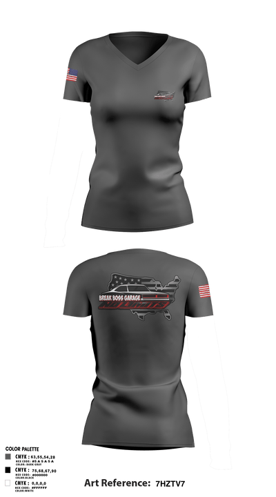 Brake Boss Garage 54438287 Women's Short Sleeve V-neck Shirt - 1