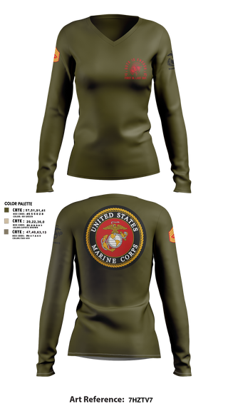 Women's Long Sleeve Vneck Shirt, Zulu 109, Marines, Teamtime, Team time, sublimation, custom sports apparel, team uniforms, spirit wear, spiritwear, sports uniforms, custom shirts, team store, custom team store, fundraiser sports, apparel fundraiser