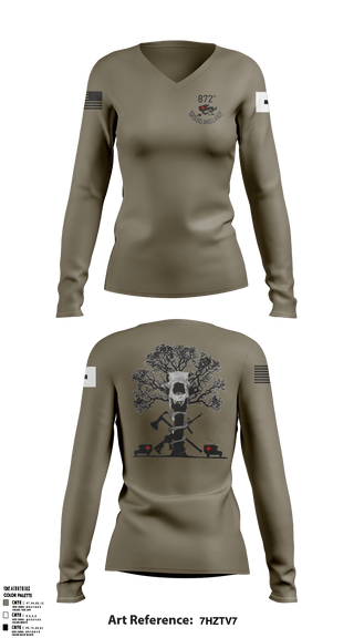 Women's Long Sleeve Vneck Shirt, 872 Ground Ambulance, Army, Teamtime, Team time, sublimation, custom sports apparel, team uniforms, spirit wear, spiritwear, sports uniforms, custom shirts, team store, custom team store, fundraiser sports, apparel fundraiser