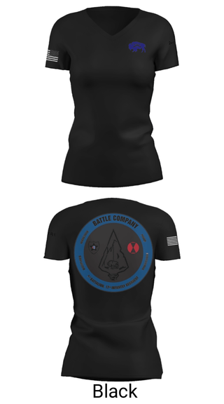Women's Short Sleeve Vneck Shirt, Battle company 1-17IN, Army, Teamtime, Team time, sublimation, custom sports apparel, team uniforms, spirit wear, spiritwear, sports uniforms, custom shirts, team store, custom team store, fundraiser sports, apparel fundraiser