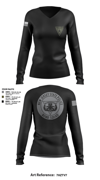 Women's Long Sleeve Vneck Shirt, NJSP BOMB UNIT, , Teamtime, Team time, sublimation, custom sports apparel, team uniforms, spirit wear, spiritwear, sports uniforms, custom shirts, team store, custom team store, fundraiser sports, apparel fundraiser
