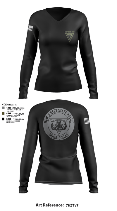 NJSP BOMB UNIT 44514852 Women's Long Sleeve V-neck Shirt - 193
