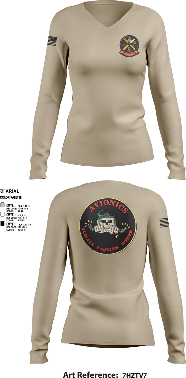 Women's Long Sleeve Vneck Shirt, HMX-1, Marines, Teamtime, Team time, sublimation, custom sports apparel, team uniforms, spirit wear, spiritwear, sports uniforms, custom shirts, team store, custom team store, fundraiser sports, apparel fundraiser