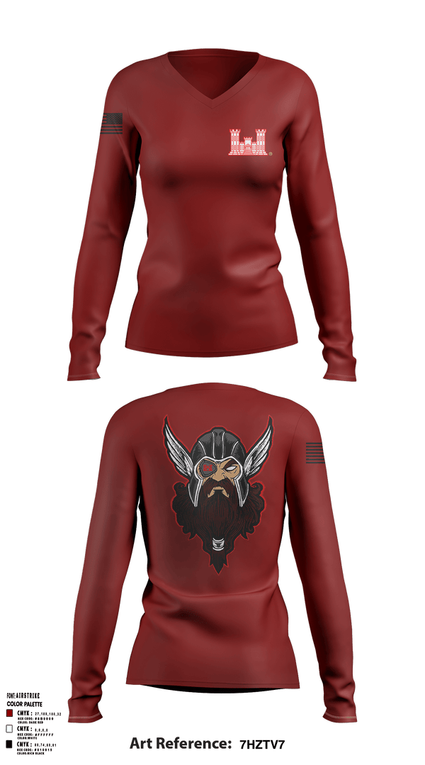 Women's Long Sleeve Vneck Shirt, 689 EN CO, Army, Teamtime, Team time, sublimation, custom sports apparel, team uniforms, spirit wear, spiritwear, sports uniforms, custom shirts, team store, custom team store, fundraiser sports, apparel fundraiser