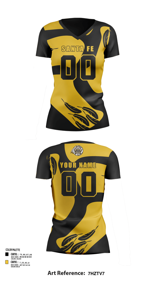 Women's Short Sleeve Vneck Shirt, Santa Fe High School, Women's Volleyball, Teamtime, Team time, sublimation, custom sports apparel, team uniforms, spirit wear, spiritwear, sports uniforms, custom shirts, team store, custom team store, fundraiser sports, apparel fundraiser