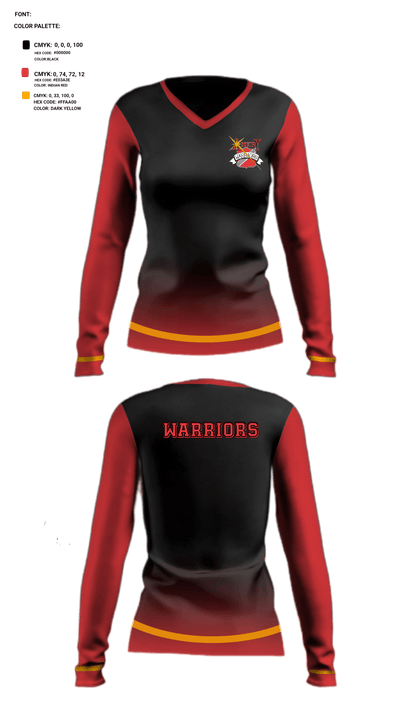 Warriors 56984202 Women's Long Sleeve V-neck Shirt - 2