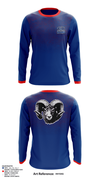Greene Central Rams 3698079 Long Sleeve Performance Shirt - 1