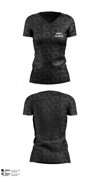 Women's Short Sleeve Vneck Shirt, Jaden’s palomitas, , Teamtime, Team time, sublimation, custom sports apparel, team uniforms, spirit wear, spiritwear, sports uniforms, custom shirts, team store, custom team store, fundraiser sports, apparel fundraiser