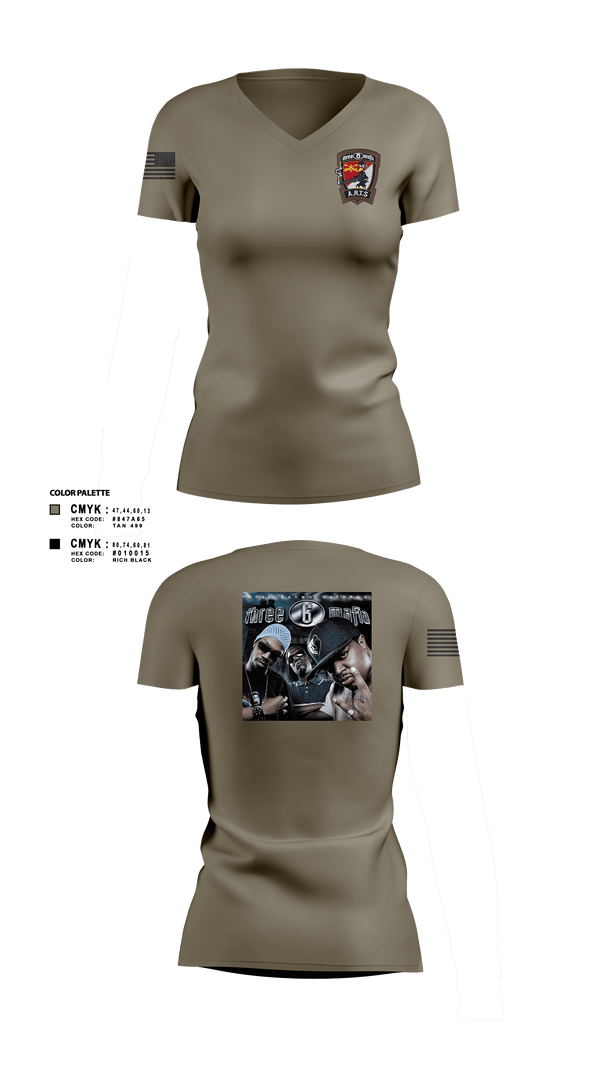 Women's Short Sleeve Vneck Shirt, 3-6 Mafia, Army, Teamtime, Team time, sublimation, custom sports apparel, team uniforms, spirit wear, spiritwear, sports uniforms, custom shirts, team store, custom team store, fundraiser sports, apparel fundraiser