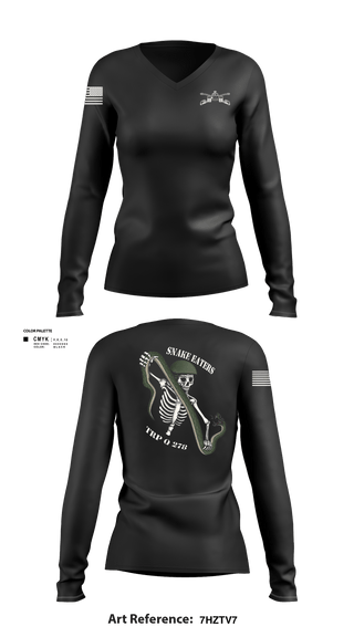 Women's Long Sleeve Vneck Shirt, Q Troop 4/278th, Army, Teamtime, Team time, sublimation, custom sports apparel, team uniforms, spirit wear, spiritwear, sports uniforms, custom shirts, team store, custom team store, fundraiser sports, apparel fundraiser