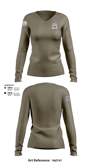 Women's Long Sleeve Vneck Shirt, Weed and Powder, Army, Teamtime, Team time, sublimation, custom sports apparel, team uniforms, spirit wear, spiritwear, sports uniforms, custom shirts, team store, custom team store, fundraiser sports, apparel fundraiser