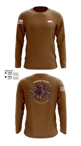 Long Sleeve Performance Shirt, Apache Troop 1-150th, Army, Teamtime, Team time, sublimation, custom sports apparel, team uniforms, spirit wear, spiritwear, sports uniforms, custom shirts, team store, custom team store, fundraiser sports, apparel fundraiser