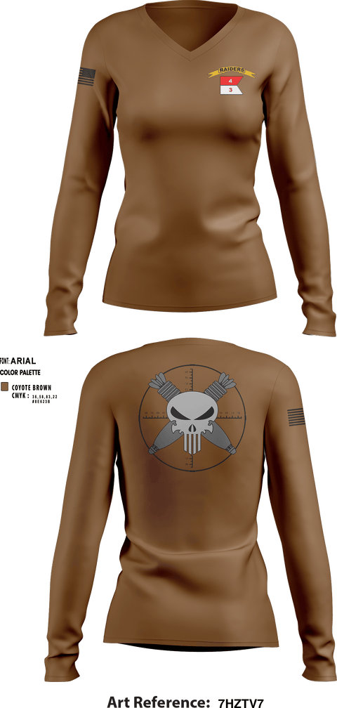 Women's Long Sleeve Vneck Shirt, BASHER PLATOON3-4 CAV 25th ID, Army, Teamtime, Team time, sublimation, custom sports apparel, team uniforms, spirit wear, spiritwear, sports uniforms, custom shirts, team store, custom team store, fundraiser sports, apparel fundraiser
