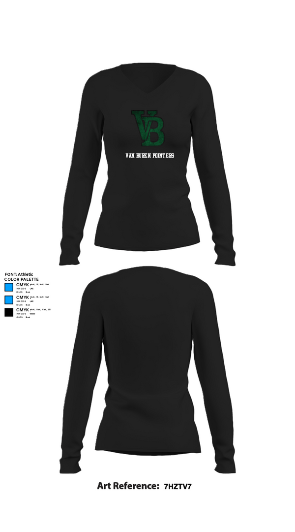 Women's Long Sleeve Vneck Shirt, Van Buren Pointers, Football, Teamtime, Team time, sublimation, custom sports apparel, team uniforms, spirit wear, spiritwear, sports uniforms, custom shirts, team store, custom team store, fundraiser sports, apparel fundraiser
