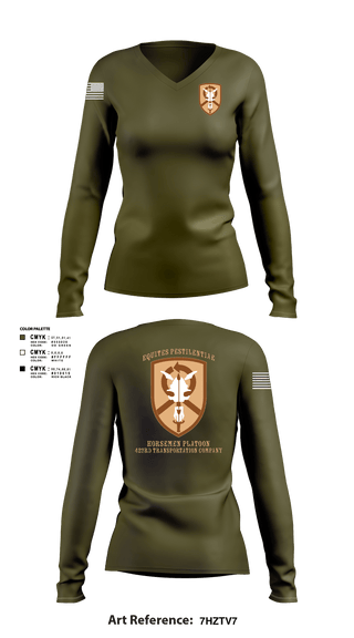 Women's Long Sleeve Vneck Shirt, 1st Platoon, 423 TC1st Platoon, 423 TC, , Teamtime, Team time, sublimation, custom sports apparel, team uniforms, spirit wear, spiritwear, sports uniforms, custom shirts, team store, custom team store, fundraiser sports, apparel fundraiser