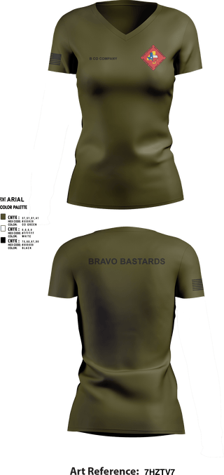 Women's Short Sleeve Vneck Shirt, Bravo 1/23 63480397, Marines, Teamtime, Team time, sublimation, custom sports apparel, team uniforms, spirit wear, spiritwear, sports uniforms, custom shirts, team store, custom team store, fundraiser sports, apparel fundraiser