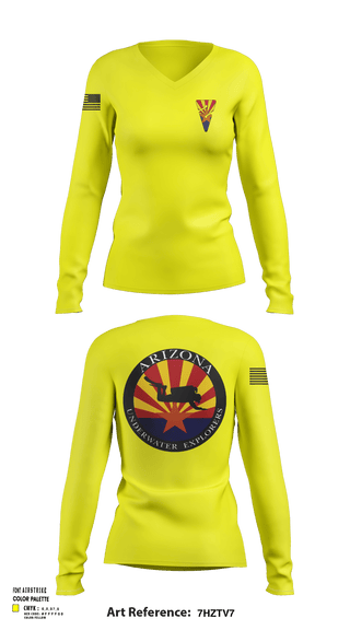 Women's Long Sleeve Vneck Shirt, Arizona Underwater Explorers, Police, Teamtime, Team time, sublimation, custom sports apparel, team uniforms, spirit wear, spiritwear, sports uniforms, custom shirts, team store, custom team store, fundraiser sports, apparel fundraiser