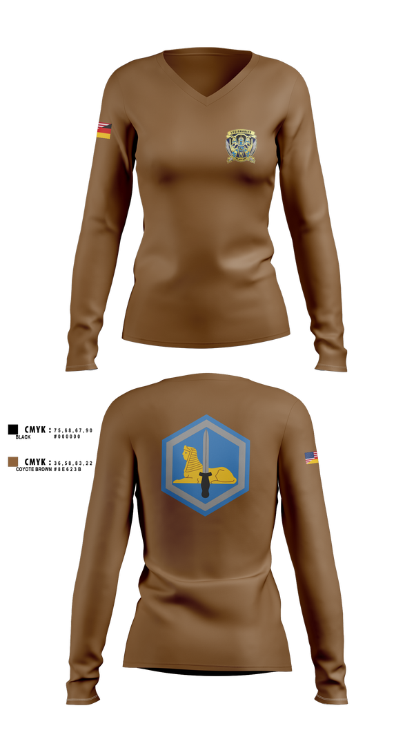 Women's Long Sleeve Vneck Shirt, HHC, 66th MIB-T, , Teamtime, Team time, sublimation, custom sports apparel, team uniforms, spirit wear, spiritwear, sports uniforms, custom shirts, team store, custom team store, fundraiser sports, apparel fundraiser