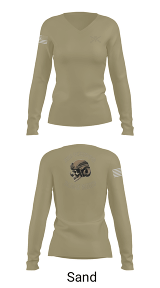 Women's Long Sleeve Vneck Shirt, Delta company 114, Army, Teamtime, Team time, sublimation, custom sports apparel, team uniforms, spirit wear, spiritwear, sports uniforms, custom shirts, team store, custom team store, fundraiser sports, apparel fundraiser