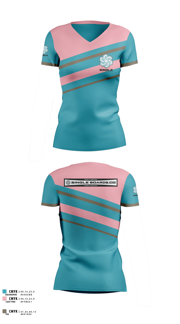 Women's Short Sleeve Vneck Shirt, Single Boards.co, E-Sports, Teamtime, Team time, sublimation, custom sports apparel, team uniforms, spirit wear, spiritwear, sports uniforms, custom shirts, team store, custom team store, fundraiser sports, apparel fundraiser