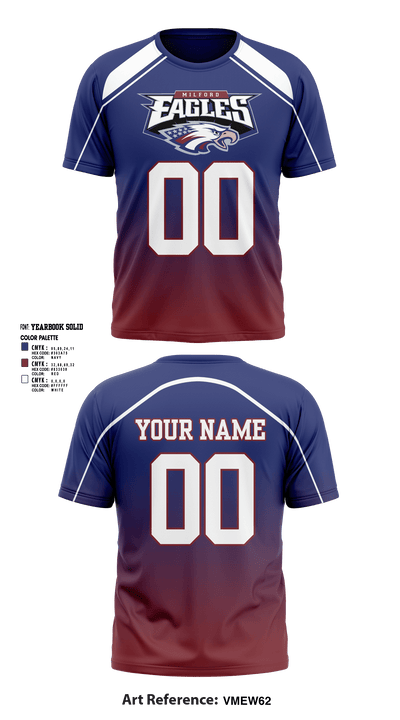 Milford Eagles Pop Warner Football and Cheer 85500081 Short Sleeve Performance Shirt - 1