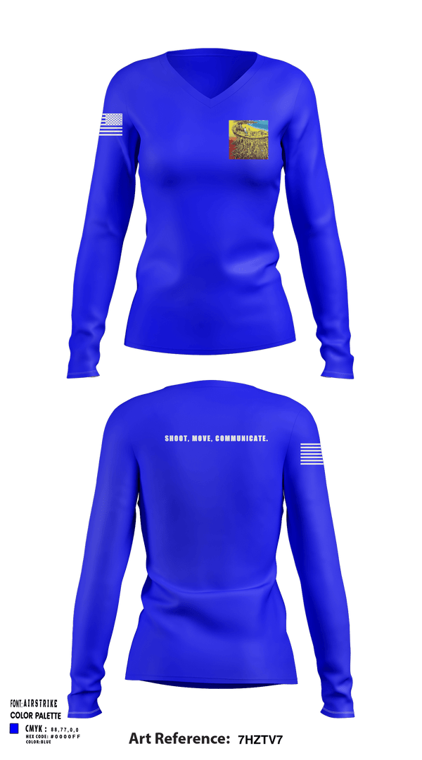 Women's Long Sleeve Vneck Shirt, 218th Maneuver brigade, National Guard, Teamtime, Team time, sublimation, custom sports apparel, team uniforms, spirit wear, spiritwear, sports uniforms, custom shirts, team store, custom team store, fundraiser sports, apparel fundraiser