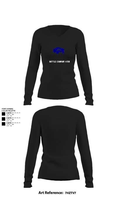 Battle company 1-17IN 67217435 Women's Long Sleeve V-neck Shirt - 22