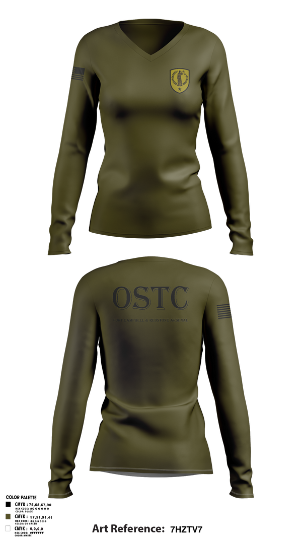 Women's Long Sleeve Vneck Shirt, Fort Campbell & Redstone Arsenal - Office of Special Trial Counsel, , Teamtime, Team time, sublimation, custom sports apparel, team uniforms, spirit wear, spiritwear, sports uniforms, custom shirts, team store, custom team store, fundraiser sports, apparel fundraiser