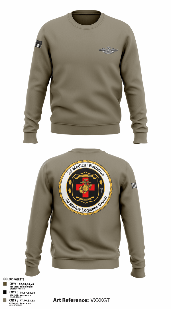 Crew Neck Sweatshirt, 2D MED BN, 2FSSG, 2MARFORLANT, Navy, Teamtime, Team time, sublimation, custom sports apparel, team uniforms, spirit wear, spiritwear, sports uniforms, custom shirts, team store, custom team store, fundraiser sports, apparel fundraiser