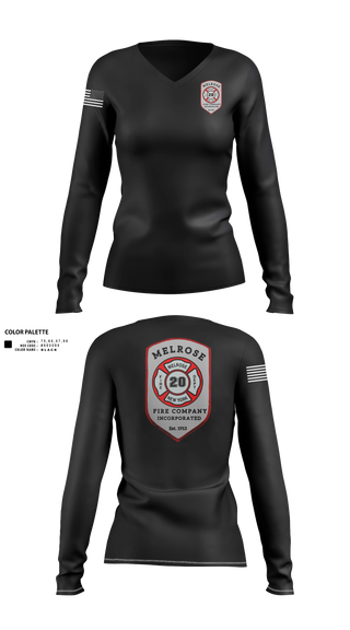 Women's Long Sleeve Vneck Shirt, The Melrose Fire Company Incorporated, , Teamtime, Team time, sublimation, custom sports apparel, team uniforms, spirit wear, spiritwear, sports uniforms, custom shirts, team store, custom team store, fundraiser sports, apparel fundraiser