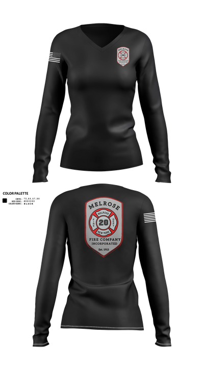 The Melrose Fire Company Incorporated 84438539 Women's Long Sleeve V-neck Shirt - 21