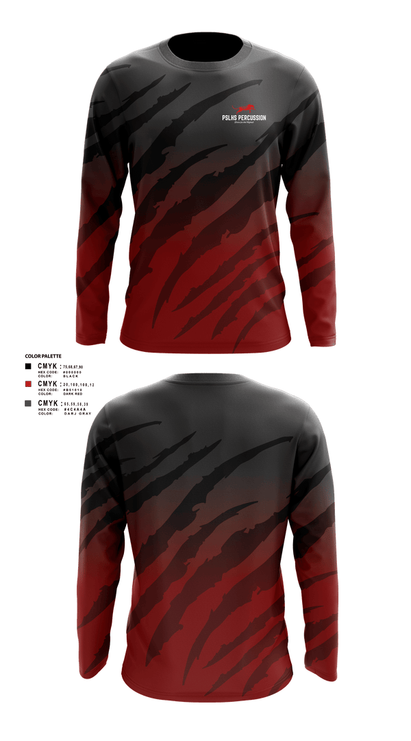 Long Sleeve Performance Shirt, PSLHS Percussion, Men's Soccer, Teamtime, Team time, sublimation, custom sports apparel, team uniforms, spirit wear, spiritwear, sports uniforms, custom shirts, team store, custom team store, fundraiser sports, apparel fundraiser