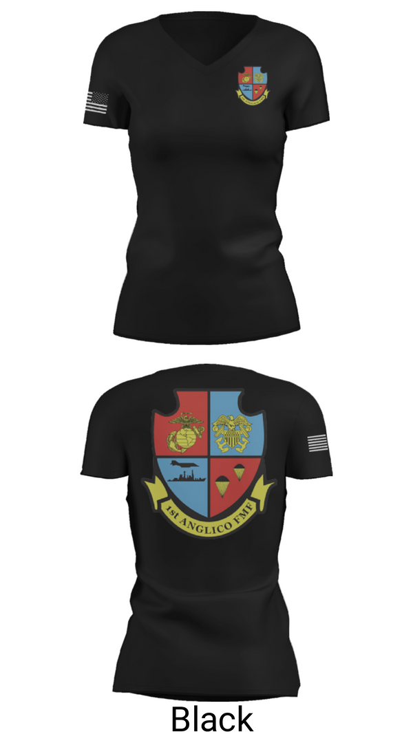 Women's Short Sleeve Vneck Shirt, 1st Anglico, , Teamtime, Team time, sublimation, custom sports apparel, team uniforms, spirit wear, spiritwear, sports uniforms, custom shirts, team store, custom team store, fundraiser sports, apparel fundraiser