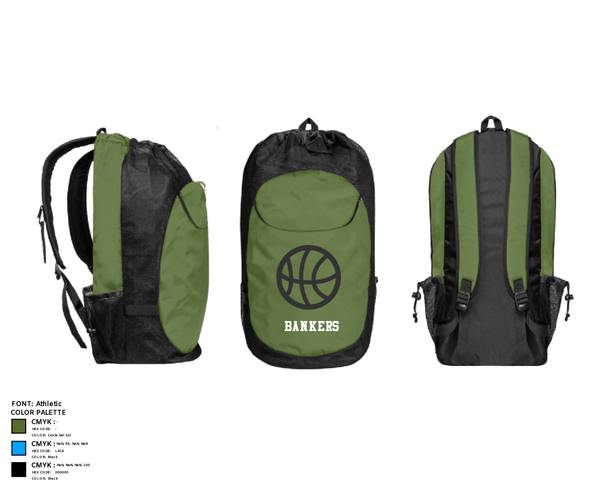 Gear Bag, Bankers, Men's Basketball, Teamtime, Team time, sublimation, custom sports apparel, team uniforms, spirit wear, spiritwear, sports uniforms, custom shirts, team store, custom team store, fundraiser sports, apparel fundraiser